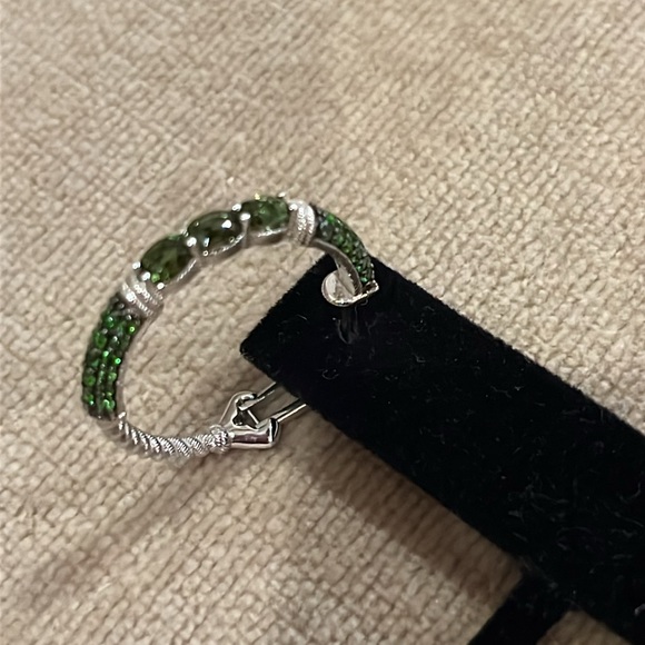 Judith Ripka Sterling Silver Green Chrome Diopside Hoop Pierced Earrings NEW! - Picture 13 of 13